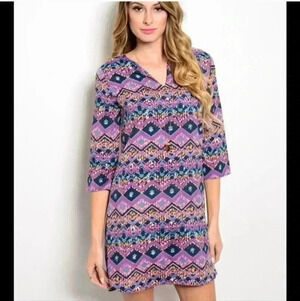 Everly Brand Print Shift Dress Size Small